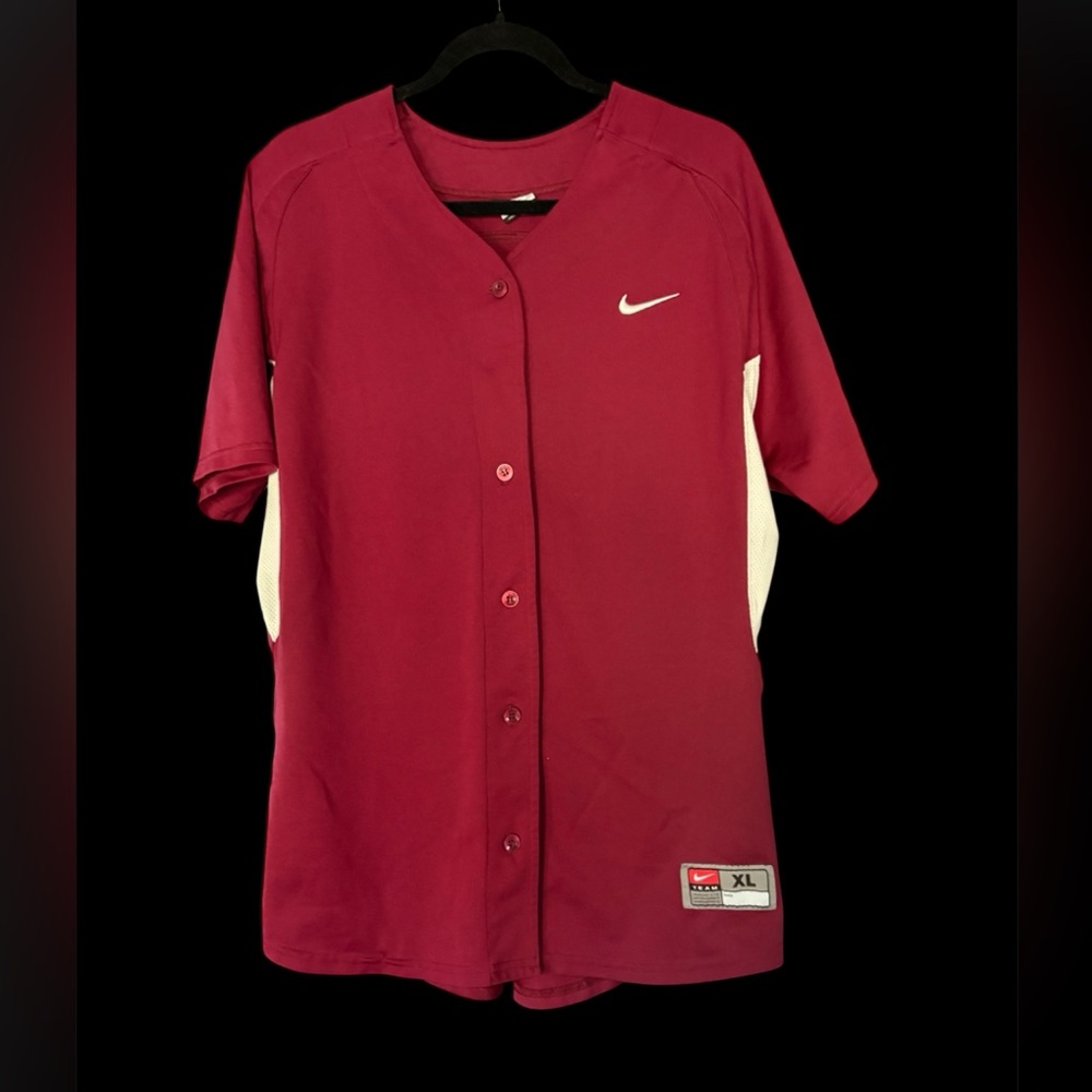 Nike Maroon Button Front Athletic Jersey Shirt XL